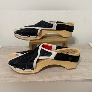 Jax & Bard x Flowfold Collab Puffin Sandal Wood Clog Black White Sz 40 US 9.5 10